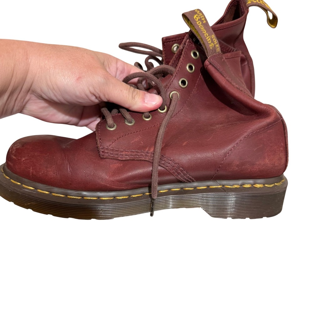 Dr. Martens 1460 Oxblood Burgundy Leather 8 Eye Lace Up Boots Mens 7 Women 8 - Picture 6 of 10